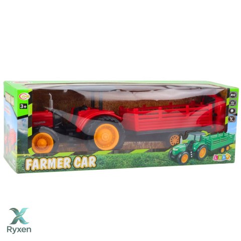 Traktor Farmerski Z Przyczepą Zdalnie Sterowany RC Czerwony LEAN TOYS