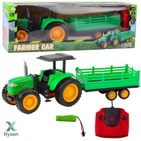 Traktor Farmerski Z Przyczepą Zdalnie Sterowany RC Zielony LEAN TOYS