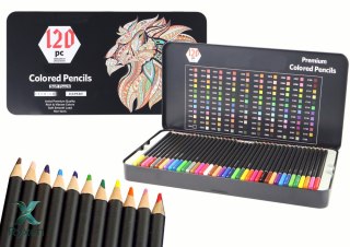 Zestaw Kredek Premium 120szt. Różne Odcienie Lista Kolorów LEAN