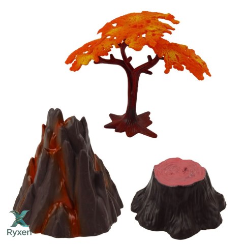 Zestaw Realistycznych Figurek Dinozaury Wulkan Drzewo 6el LEAN TOYS