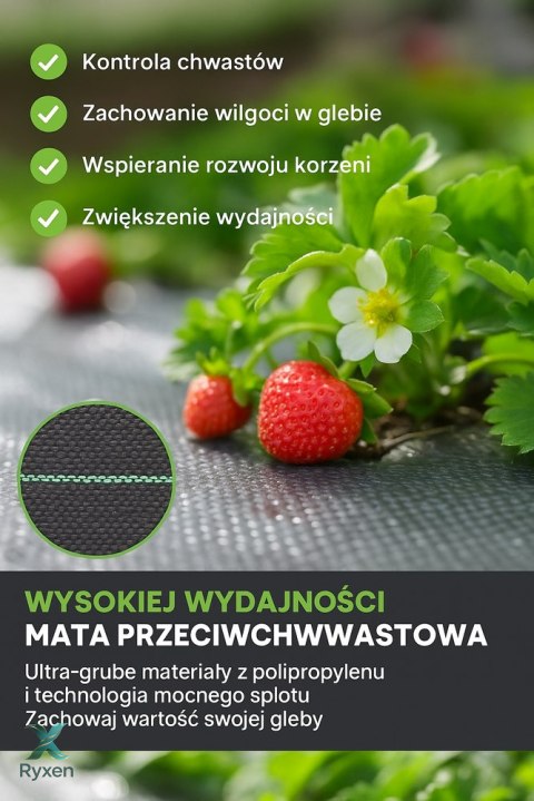 Agrotkanina Czarna 100 cm x50m UV 70g Antychwastowa Agrowłóknina + Kotwy LEAN
