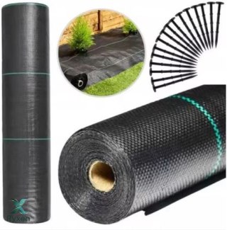 Agrotkanina Czarna 160cm x 50m UV 90g Antychwastowa Agrowłóknina + Kotwy LEAN