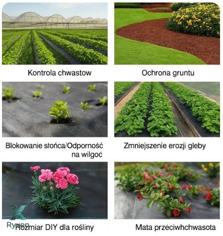 Agrotkanina Czarna 160cm x 50m UV 90g Antychwastowa Agrowłóknina + Kotwy LEAN