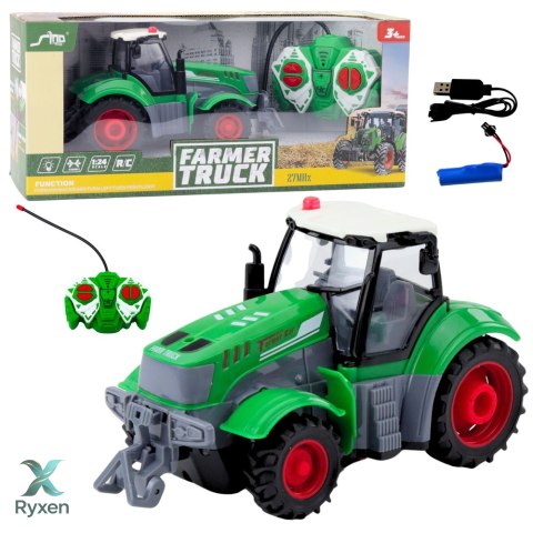 Ciągnik Traktor Rolniczy Zdalnie Sterowany RC Zielony 1:24 LEAN TOYS