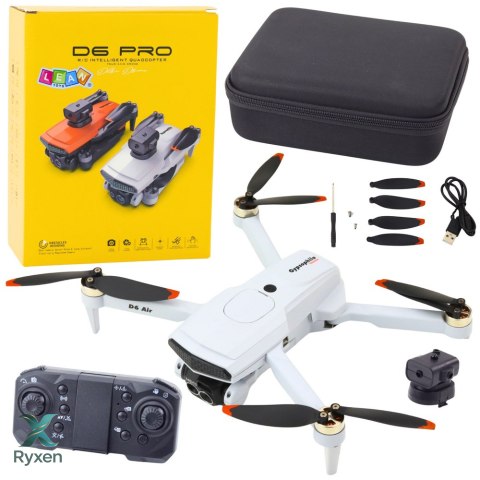 Dron D6 PRO Kamera Światła LED Aplikacja Jasnoszary LEAN TOYS