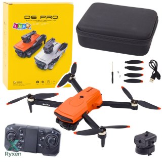 Dron D6 PRO Podwójna Kamera HD Światła LED Pomarańczowy LEAN TOYS