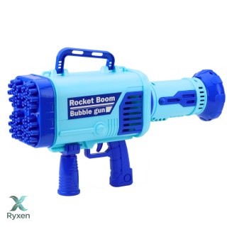 Duży Pistolet Elektryczny Na Bańki Mydlane 64 Otwory Niebieski LEAN TOYS