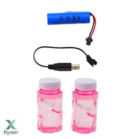Duży Pistolet Elektryczny Na Bańki Mydlane 64 Otwory Różowy LEAN TOYS