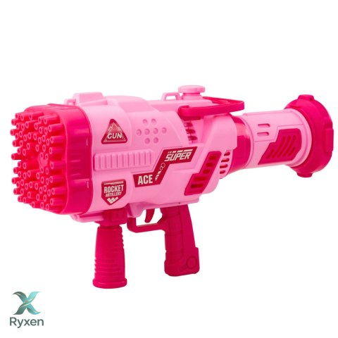 Duży Pistolet Elektryczny Na Bańki Mydlane 64 Otwory Różowy LEAN TOYS