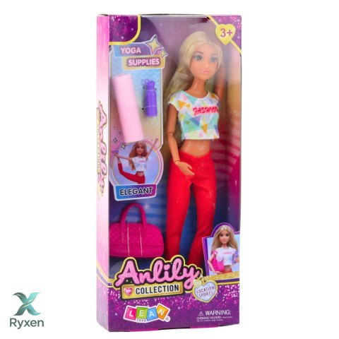 Lalka Anlily Joga Mata Do Ćwiczeń Torba Bidon Ruchome Kończyny LEAN TOYS
