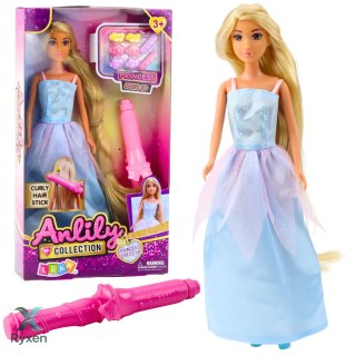 Lalka Anlily Suknia Balowa Długie Włosy Do Stylizacji Lokówka Spinki LEAN TOYS