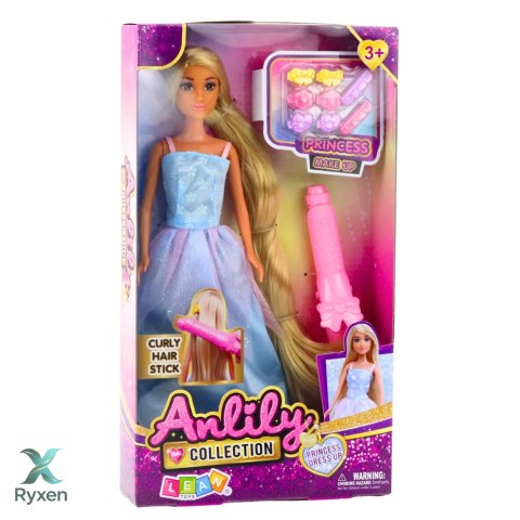 Lalka Anlily Suknia Balowa Długie Włosy Do Stylizacji Lokówka Spinki LEAN TOYS