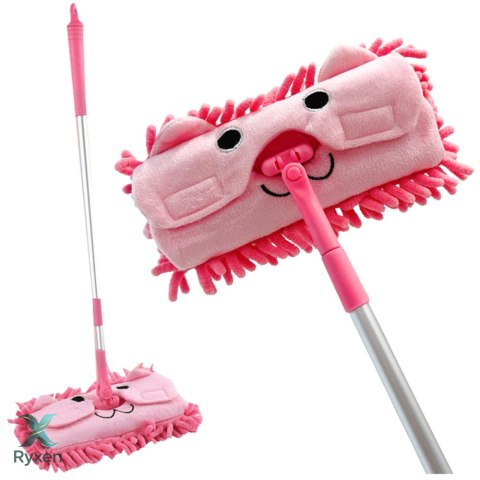 Mop Dla Dzieci Z Rączką Teleskopową Zwierzątko Różowy LEAN TOYS