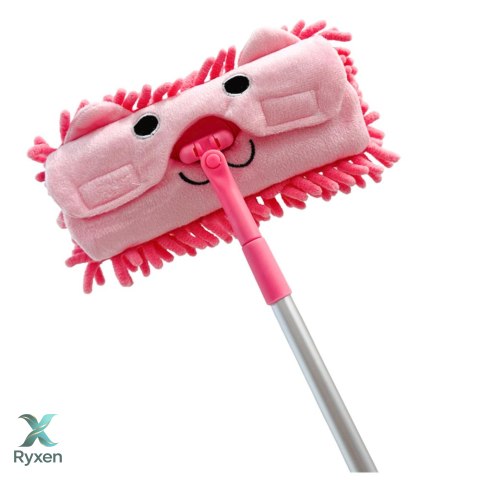 Mop Dla Dzieci Z Rączką Teleskopową Zwierzątko Różowy LEAN TOYS