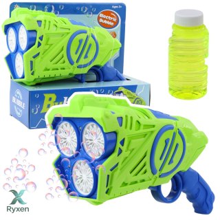 Pistolet Na Bańki Mydlane Na Baterie Światła LED Niebiesko-Zielony LEAN TOYS