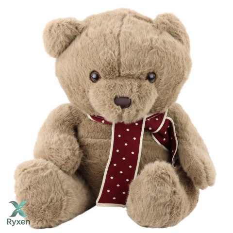 Pluszowa Maskotka Przytulanka Duży Miś Z Szalikiem Jasnobrązowy 45cm LEAN TOYS