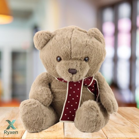 Pluszowa Maskotka Przytulanka Duży Miś Z Szalikiem Jasnobrązowy 45cm LEAN TOYS