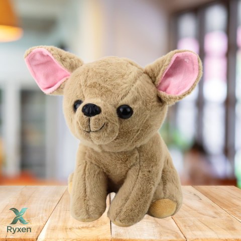 Pluszowa Maskotka Przytulanka Mały Piesek Chihuahua Beżowy 22cm LEAN TOYS