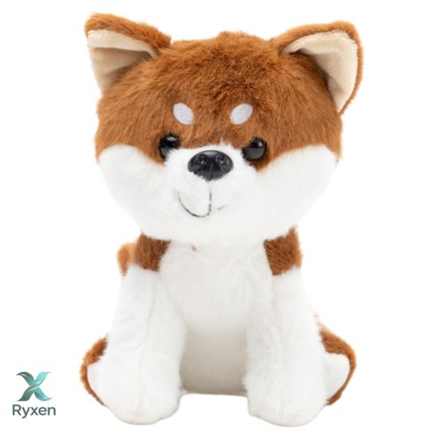 Pluszowa Maskotka Przytulanka Mały Piesek Shiba Inu Biało Brązowy 20cm LEAN TOYS