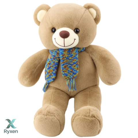Pluszowa Maskotka Przytulanka Miś Kolorowy Szalik Wełniany Brązowy 55cm LEAN TOYS