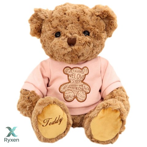Pluszowa Maskotka Przytulanka Miś W Różowej Koszulce Brązowy 30cm LEAN TOYS