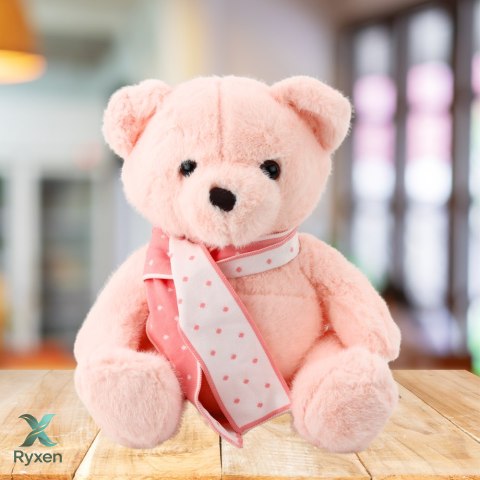Pluszowa Maskotka Przytulanka Miś Z Szalikiem Różowy 35cm LEAN TOYS