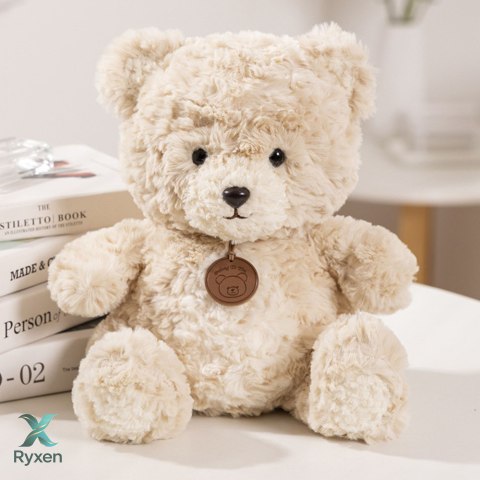 Pluszowa Maskotka Przytulanka Miś z Medalionem Beżowy 25cm LEAN TOYS