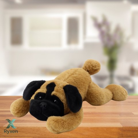 Pluszowa Maskotka Przytulanka Pies Mops Leżący Brązowy 40cm LEAN TOYS