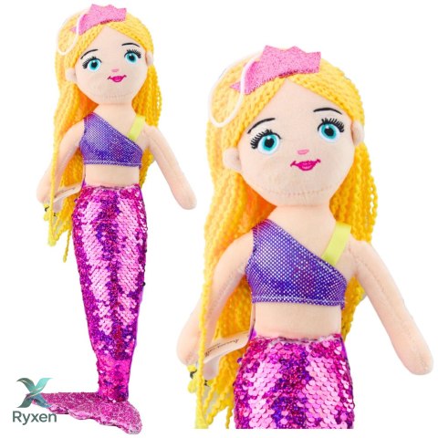 Pluszowa Syrenka Przytulanka Ogon W Cekiny Fioletowa 48cm LEAN TOYS
