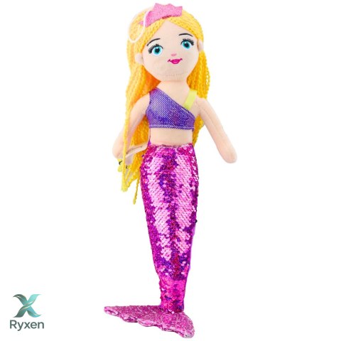 Pluszowa Syrenka Przytulanka Ogon W Cekiny Fioletowa 48cm LEAN TOYS