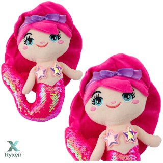Pluszowa Syrenka Przytulanka Ogon W Cekiny Intensywny Róż 28cm LEAN TOYS