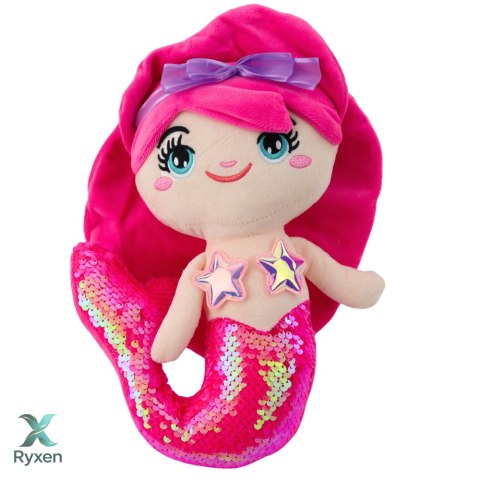 Pluszowa Syrenka Przytulanka Ogon W Cekiny Intensywny Róż 28cm LEAN TOYS