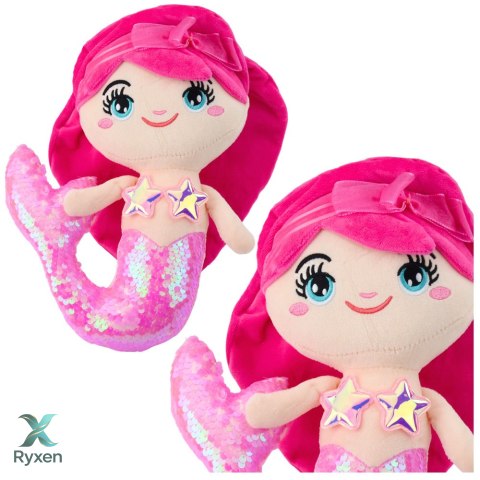 Pluszowa Syrenka Przytulanka Ogon W Cekiny Jasnoróżowa 28cm LEAN TOYS
