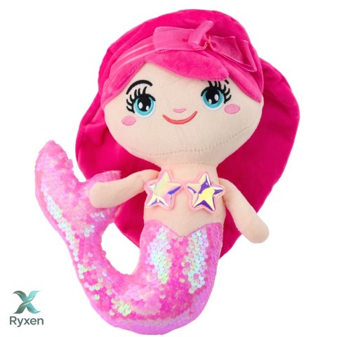 Pluszowa Syrenka Przytulanka Ogon W Cekiny Jasnoróżowa 28cm LEAN TOYS