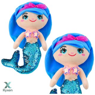 Pluszowa Syrenka Przytulanka Ogon W Cekiny Niebieska 30cm LEAN TOYS
