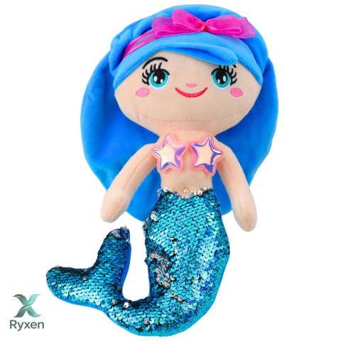 Pluszowa Syrenka Przytulanka Ogon W Cekiny Niebieska 30cm LEAN TOYS