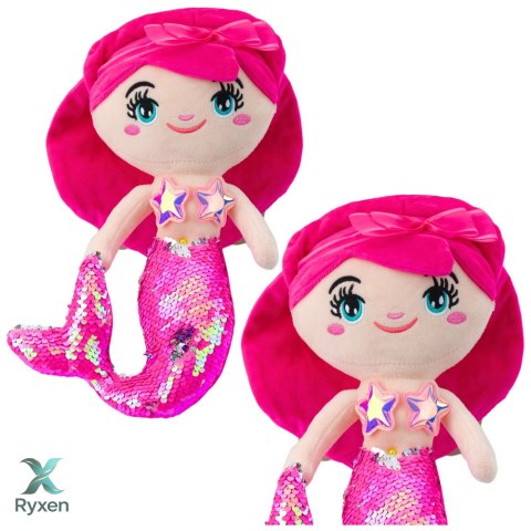 Pluszowa Syrenka Przytulanka Ogon W Cekiny Różowa 30cm LEAN TOYS