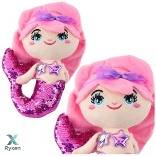Pluszowa Syrenka Przytulanka Ogon W Cekiny Różowo-Fioletowa 28cm LEAN TOYS