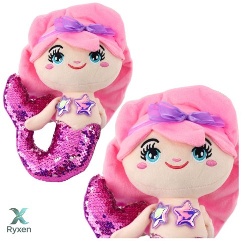 Pluszowa Syrenka Przytulanka Ogon W Cekiny Różowo-Fioletowa 28cm LEAN TOYS