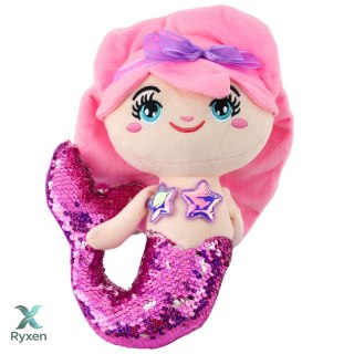 Pluszowa Syrenka Przytulanka Ogon W Cekiny Różowo-Fioletowa 28cm LEAN TOYS