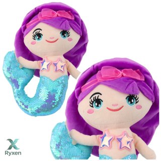 Pluszowa Syrenka Przytulanka Ogon W Cekiny Turkusowa 28cm LEAN TOYS