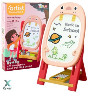 Tablica Magnetyczna Dwustronna Pingwin Zestaw Gier Akcesoria 56el Różowa LEAN TOYS