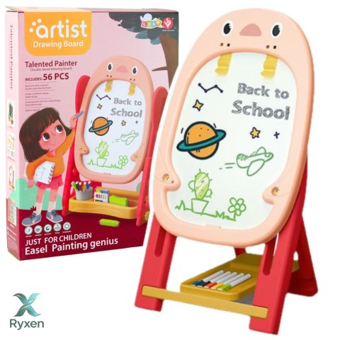Tablica Magnetyczna Dwustronna Pingwin Zestaw Gier Akcesoria 56el Różowa LEAN TOYS