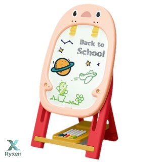 Tablica Magnetyczna Dwustronna Pingwin Zestaw Gier Akcesoria 56el Różowa LEAN TOYS