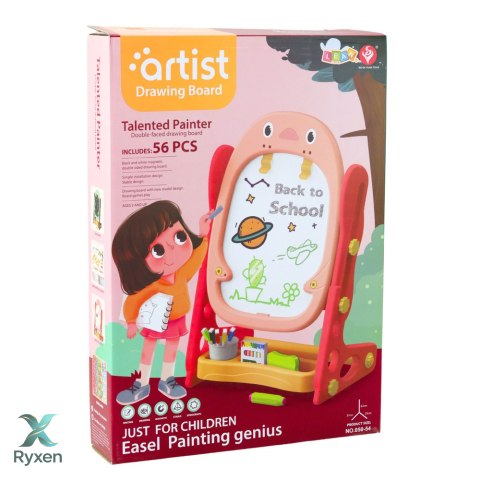 Tablica Magnetyczna Dwustronna Pingwin Zestaw Gier Akcesoria 56el Różowa LEAN TOYS