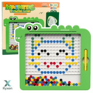 Tablica Magnetyczna Układanka Mozaika Dinozaur Zielony Karty 20 Wzorów LEAN TOYS