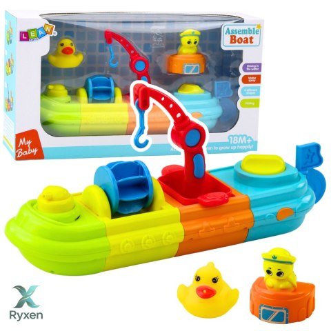 Zabawka Do Kąpieli Statek Łódź Kolorowa Dźwig Hak Kaczuszka Żółw LEAN TOYS