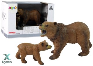 Zestaw 2 Figurek Niedźwiedź Grizli z Młodym LEAN TOYS