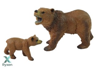 Zestaw 2 Figurek Niedźwiedź Grizli z Młodym LEAN TOYS