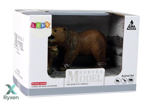 Zestaw 2 Figurek Niedźwiedź Grizli z Młodym LEAN TOYS